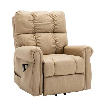 Cream Leather Recliner Chair with Side pocket