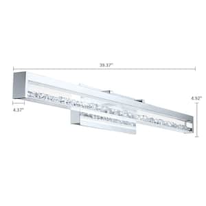 Cardito 2 39.37 in. W x 4.92 in. H Chrome Integrated LED Bathroom Vanity Light with Clear Glass and Crystals
