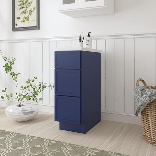 Vanity Art 12 in. W. x 21 in. D x 32.5 in. H 3-Drawers Bath Vanity Cabinet Only in Blue