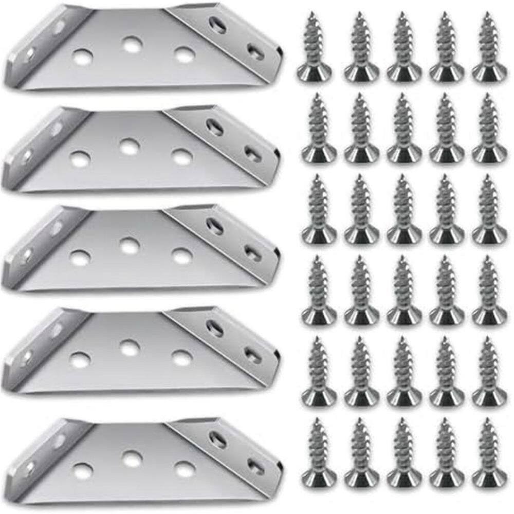 Universal Stainless Steel Furniture Corner Connectors Shelf Brackets 20PCS Silvery with 140 Screws for Wooden Furniture price history on PriceWatchPro