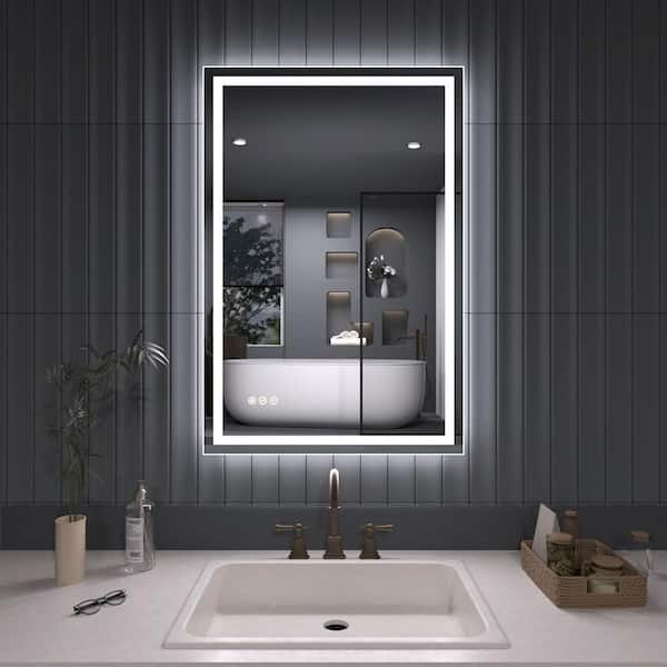 tydex Zen 24 in. W x 36 in. H Rectangular Frameless LED Light Anti-Fog Wall Bathroom Vanity Mirror in Polished Crystal