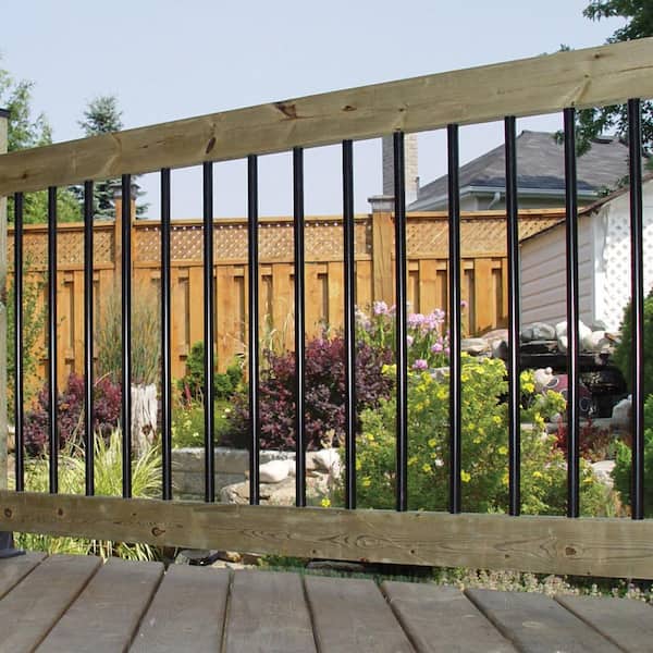 NUVO IRON 3/4 in. x 3/4 in. x 32 in. Galvanized Steel Round Baluster Fence Rails with 60 Surface Mount Connectors (30-Pack)