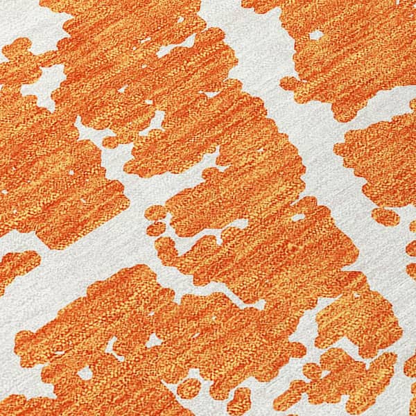 Orange and White 5 ft. x 8 ft. Abstract Indoor / Outdoor Area Rug