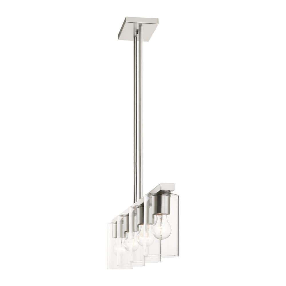 Brushed Nickel 4-Light Crystal Chandelier with Clear Glass