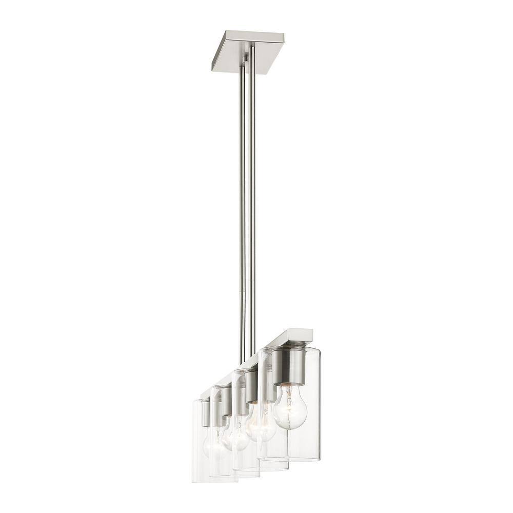 Brushed Nickel 4-Light Crystal Chandelier with Clear Glass