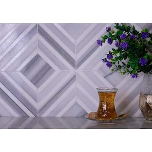 Zebra Cloud Gray 9 in. x 11.3 Polished Marble Look Floor and Wall Tile (3.53 sq. ft./Case) (5-Pack)