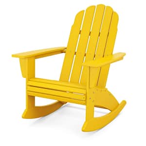 Vineyard Curveback Lemon HDPE Plastic Adirondack Outdoor Rocking Chair