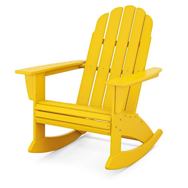 POLYWOOD Vineyard Curveback Lemon HDPE Plastic Adirondack Outdoor Rocking Chair