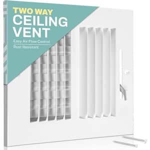 10 in. x 6 in. 2-Way Air Vent Coves for Home Ceiling or Wall Grille Register Cover w/Adjustable Damper, White