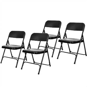 Lucille Collection Ultra Light Folding Plastic Card Table Chair, Black, Pack of 4