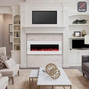 50 in. No Heat Electric Fireplace Color Changing Wall/Floor Stand in White