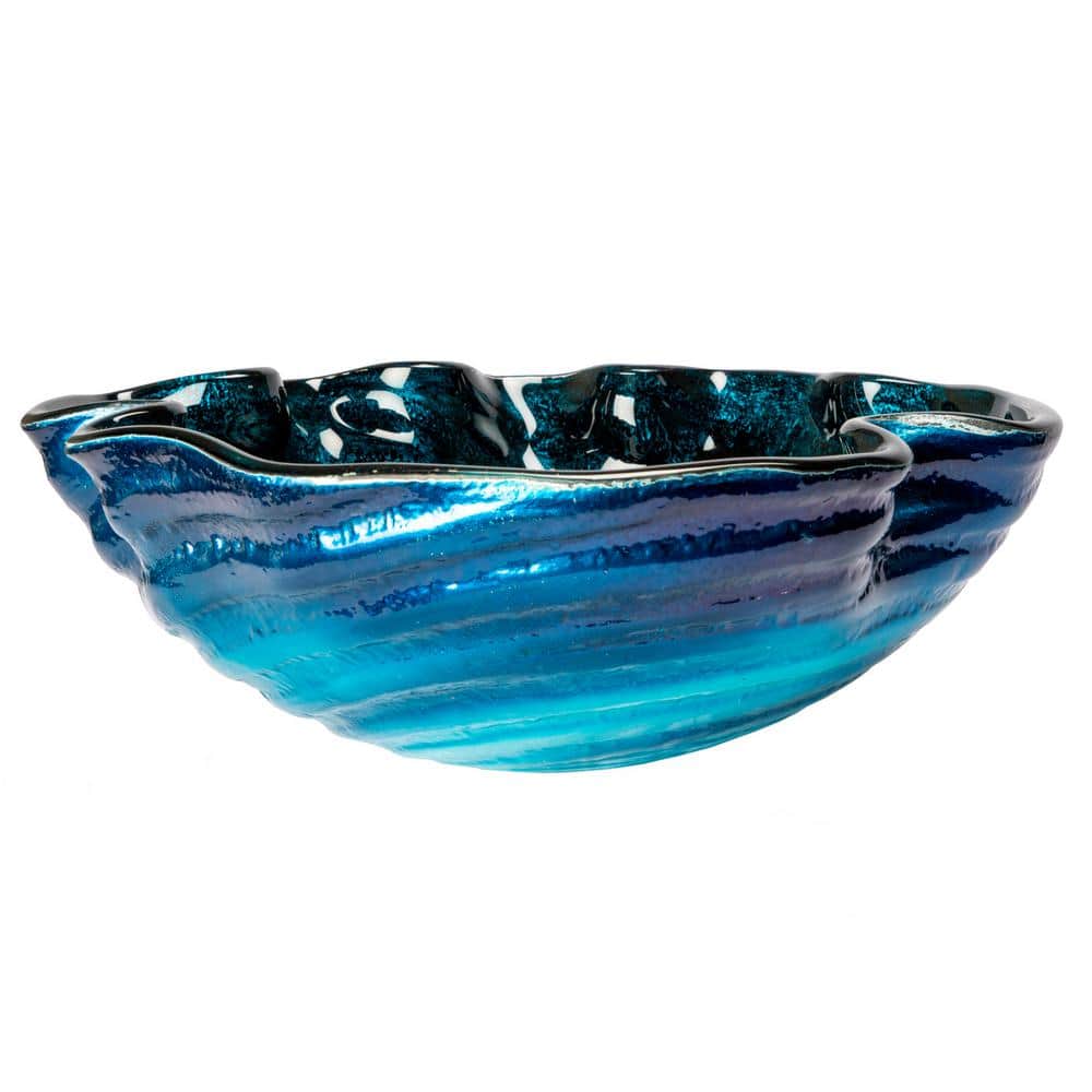 Caribbean Wave Blue Tempered Glass Vessel Sink