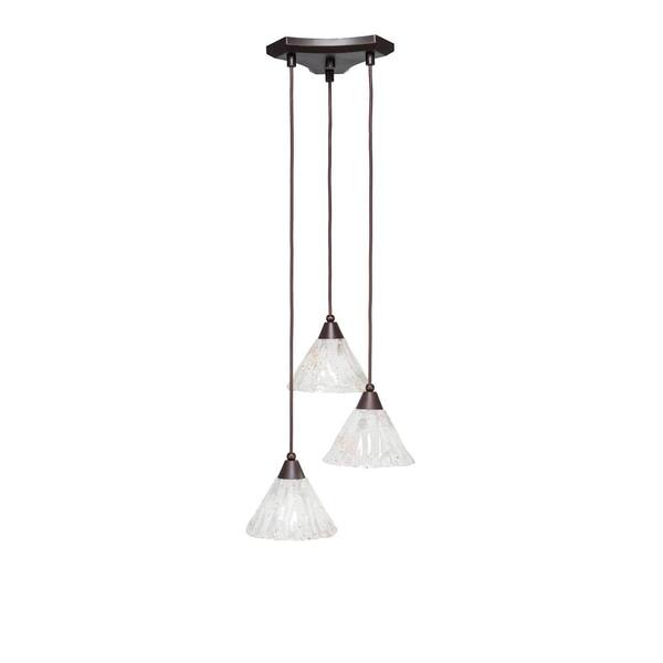 Unbranded Condor 3 Light Dark Granite, Cluster Pendant Light with 7 in. Italian Ice Glass Shades, No bulbs included