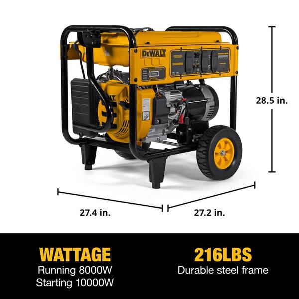 Reviews for DEWALT 10000 8000 Watt Electric Start Gas Powered Portable Generator with Idle Control GFCI Outlets and CO Protect DXGNR8000 Pg 1 The Home Depot