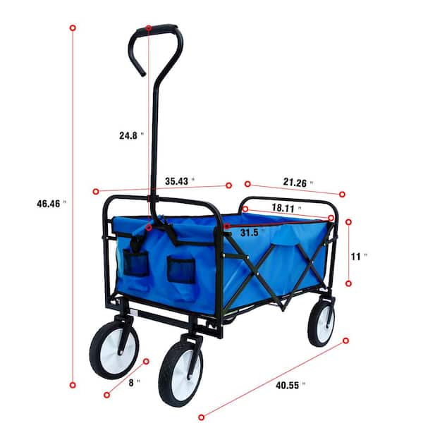 Unbranded - 20 cu. ft. Steel Garden Cart Folding Wagon Shopping Beach, Blue