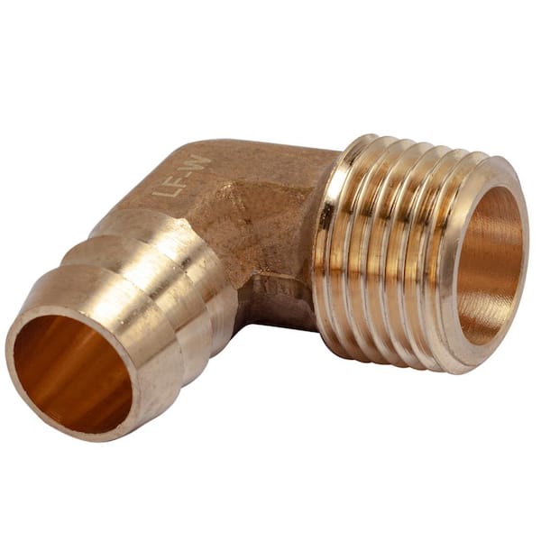 5/8 in. I.D. x 1/2 in. MIP Brass Hose Barb 90-Degree Elbow Fittings (5-Pack)