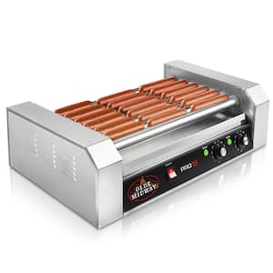 167 sq. in. Stainless Steel Indoor Grill Hot Dog and Sausage Electric Countertop Cooker Machine with 7-Rollers