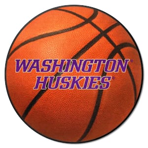 Washington Huskies Orange 2 ft. Round Basketball Area Rug