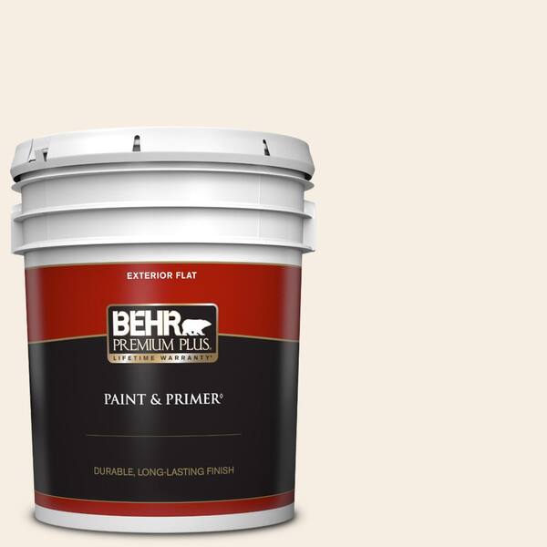 BEHR PREMIUM PLUS 5 gal. #PWN-25 Champagne Flute Flat Exterior Paint & Primer