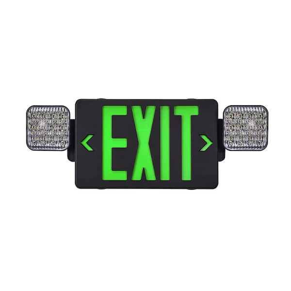 Efficient Hardwired 120-Volt Integrated LED Black Exit Sign with Green Letter 4-Pack