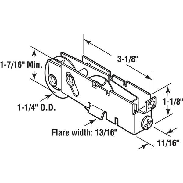 Prime-Line D 1832 Single 1-1/4 In. Steel Roller Assembly, Ball Bearing, Plain Back Housing...