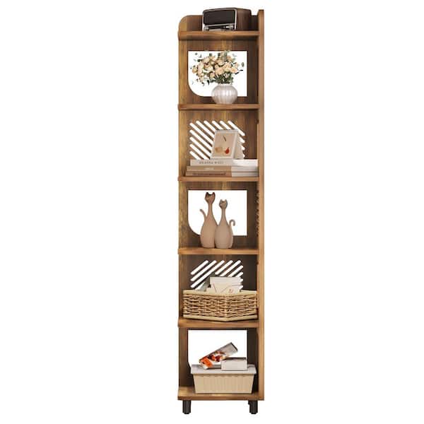 BYBLIGHT Eulas 71.85 in. Tall Yellow Wood 5-Shelf Standard