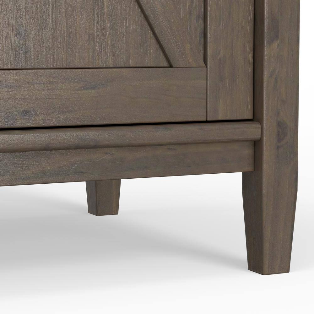 Ela 60" Smoky Brown Solid Wood Storage Cabinet with Adjustable Shelves