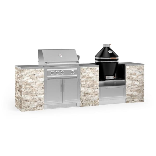 NewAge Products Signature Series 118.16 in. x 25.5 in. x 57.5 in. 9-Piece Outdoor Kitchen Cabinet Set with Natural Gas 33 in. Grill