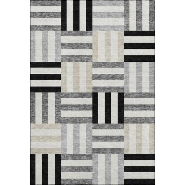 Mayfield Premium Machine Washable Abstract AMF2332 Black 10 ft. x 14 ft. Area Rug