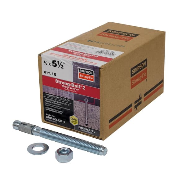 Simpson Strong-Tie Strong-Bolt 1/2 in. x 5-1/2 in. Zinc-Plated Wedge Anchor (10-Pack)