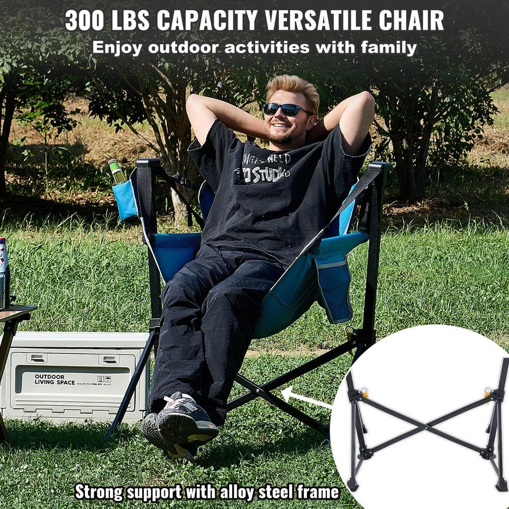 Blue Mesh and Steel Reclining Camping Hammock Chair