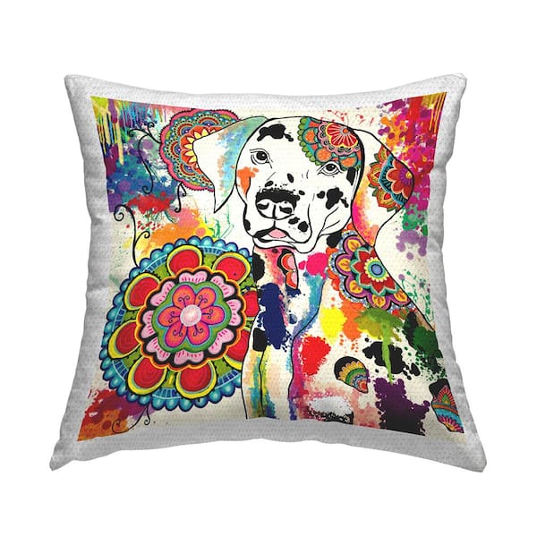 Stupell Industries Bold Mandala Dalmatian Dog Multi-Color Square Outdoor Throw Pillow