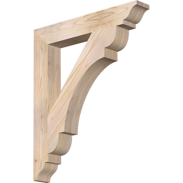 Ekena Millwork 3.5 in. x 28 in. x 24 in. Douglas Fir Olympic Traditional Smooth Bracket