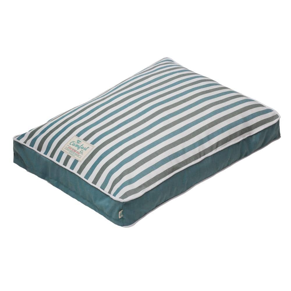 Happy Tails Medium to Large 36 in. x 27 in. Striped Turquoise/Gray Bed 39323 The Home Depot