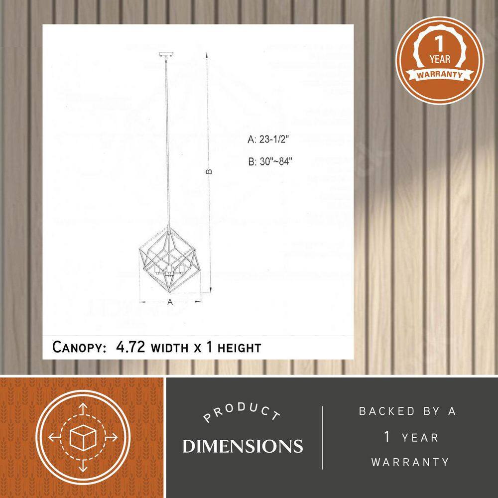 Rad Geometric Nested Cube 4-Light Chandelier in Warm Pewter
