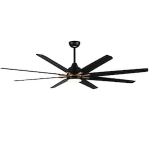 Modern Industrial 72 in. 1-Light Integrated LED Indoor Black Ceiling Fan Lighting with Dimmable Light