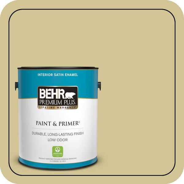 BEHR PREMIUM PLUS 1 gal. #M310-4 Almondine Satin Enamel Low Odor Interior Paint & Primer