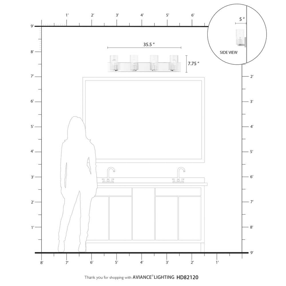 Zurich Black and Brushed Nickel 4-Light Vanity with Clear Seeded Glass