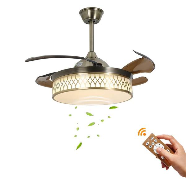 OUKANING 42 in. Indoor Brown Modern 6-Speeds Ceiling Fan Light with ...