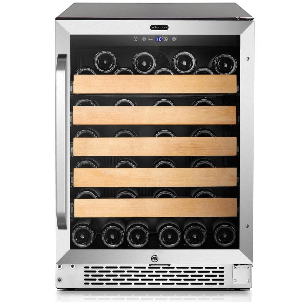Whynter 24 in. Single Zone 54 Bottles Undercounter Built-In Wine Cooler Refrigerator w/ Lock Stainless Steel LED