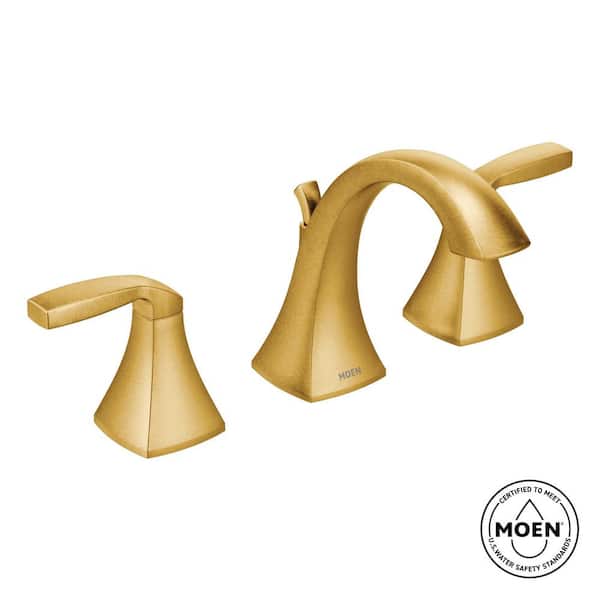 Voss 8 in. Widespread 2-Handle High-Arc Bathroom Faucet Trim Kit in Brushed Gold (Valve Not Included)