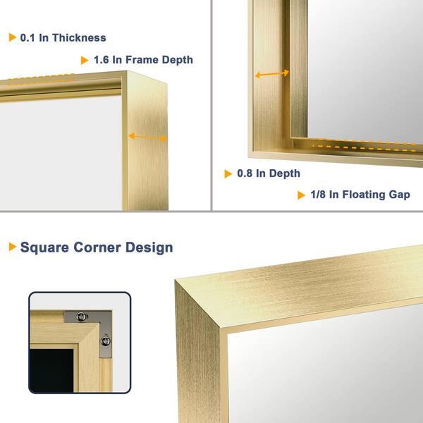KeonJinn 24 in. W x 36 in. H Rectangular Framed Aluminum