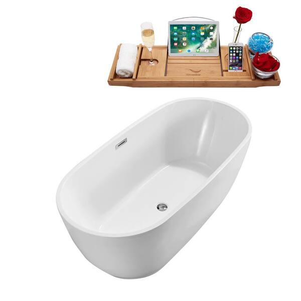 70.9 in. Acrylic Flatbottom Non-Whirlpool Bathtub in White 70.9 in. Acrylic Flatbottom Non-Whirlpool Bathtub in White