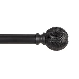 Acanthus 66 in. - 120 in. Adjustable Length 1 in. Dia Single Curtain Rod Kit in Matte Black with Finial