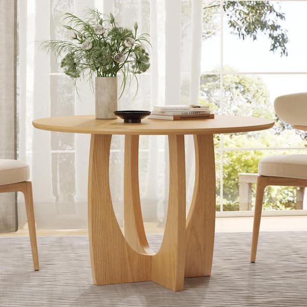 Arch Natural Colored Wood 42" 4 Legs Cross Base Dining Table for 4