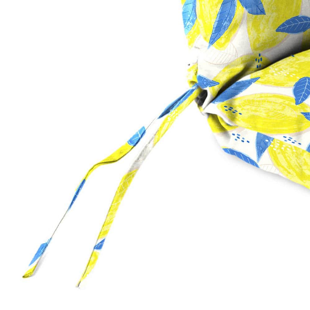 Greek Lemon Yellow and Blue Polyester Outdoor Chair Cushion