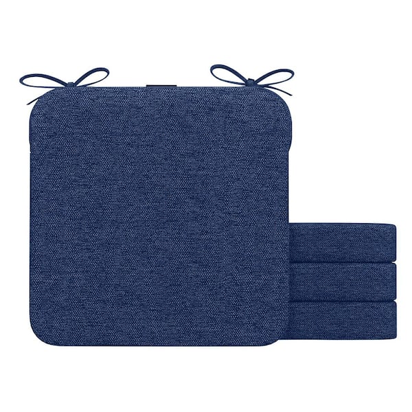 AAAAAcessories 16 in. x 16 in. Indoor Round Square Corner Removable Non-slip Chair Cushion in Blue (4-Pack)