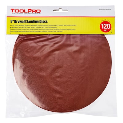 ToolPro 9 in. (225 mm) 120 Grit Hook and Loop Sanding Disk (25-Disk)