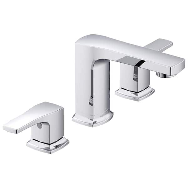 Gerber Tribune 8 in. Widespread Double Handle Bathroom Faucet with Metal Touch Down Drain in Chrome