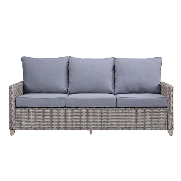 Unbranded 4-Piece Gray Wicker Patio Outdoor Sectional Sofa Set with Gray Cushions